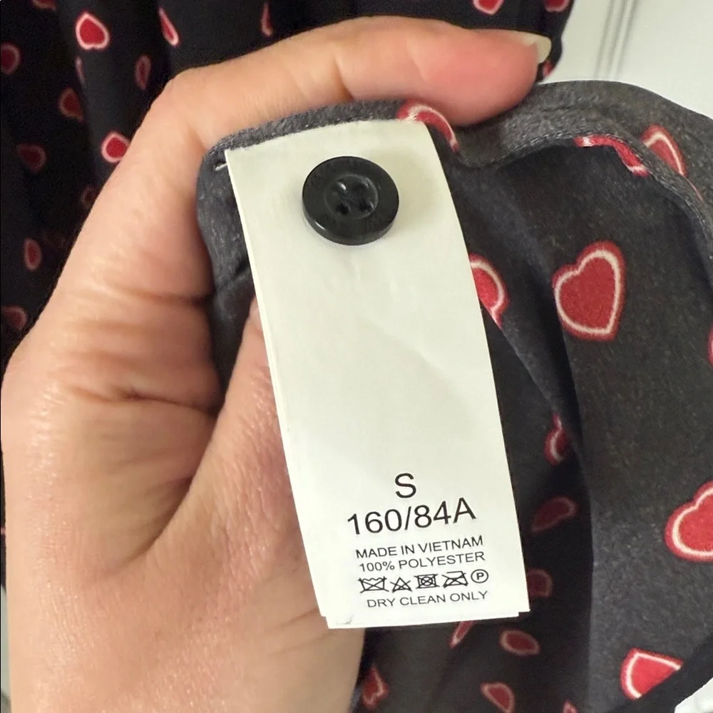 Kate Spade New York Black Red Heart Print Midi Dress Size S NWT